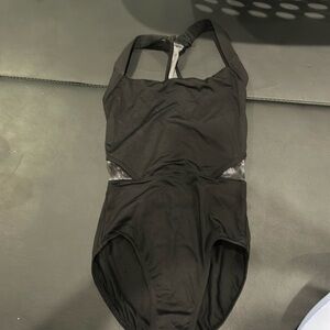 Mirella black leotard size Petite Adult euc